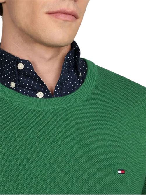 Maglioncino uomo verde in cotone Tommy Hilfiger | MW0MW36347L4F